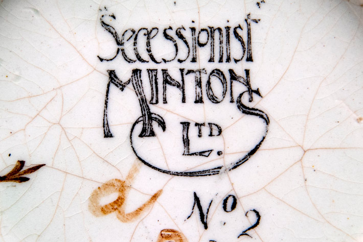 Detail of the printed mark found on the base on an early Mintons Secessionist example from the Alessandra Wilson collection.