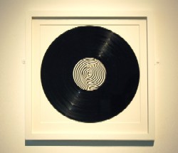 A framed vinyl record